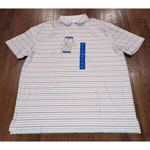 NEW Hickey Freeman Polo Shirt Mens Large Short Sleeve Striped Performance Golf